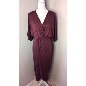 ASTR The Label Wrap Midi Dress Medium Mauve Romantic Elegant